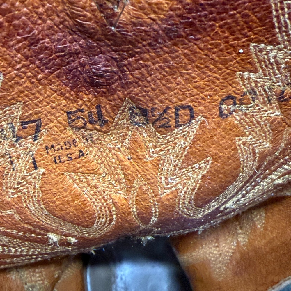Lucchese 1883 Brown Leather Snip Toe Mens 8.5 D Western Cowboy Rodeo Ranch - Picture 12 of 12